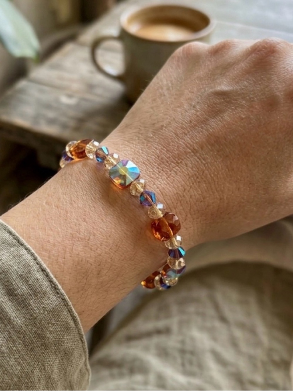 Orange and Purple Crystal Bracelet